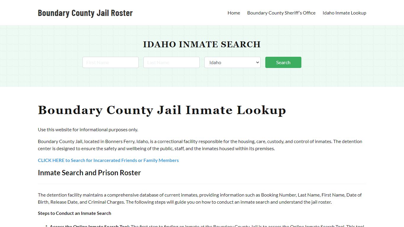 Boundary County Jail Roster Lookup, ID, Inmate Search