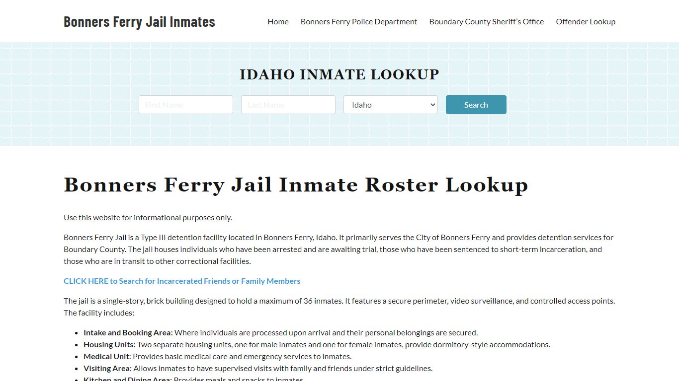 Bonners Ferry Jail Inmate Roster, Boundary County, ID, Offender Search