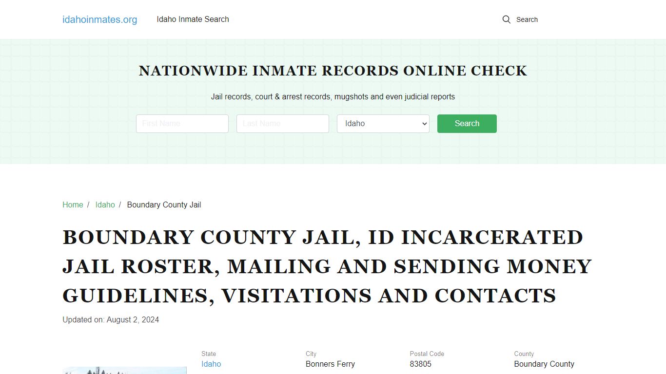 Boundary County Jail, ID: Inmate Lookup, Visitation & Contact Info